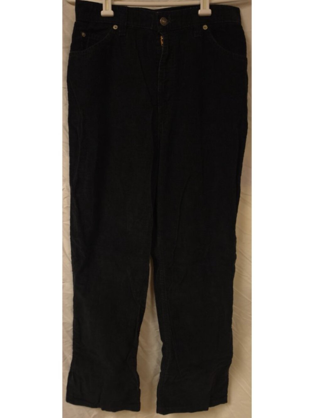 Vtg 80's Levis Womens 29X30 Black High Rise Straight White Tab Corduroy Pants
